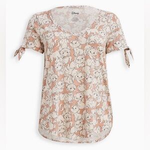 Torrid Disney Aristocat Marie Tie Sleeve Top